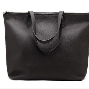 Cuyana Leather Tote (Black/Silver) with Insert
